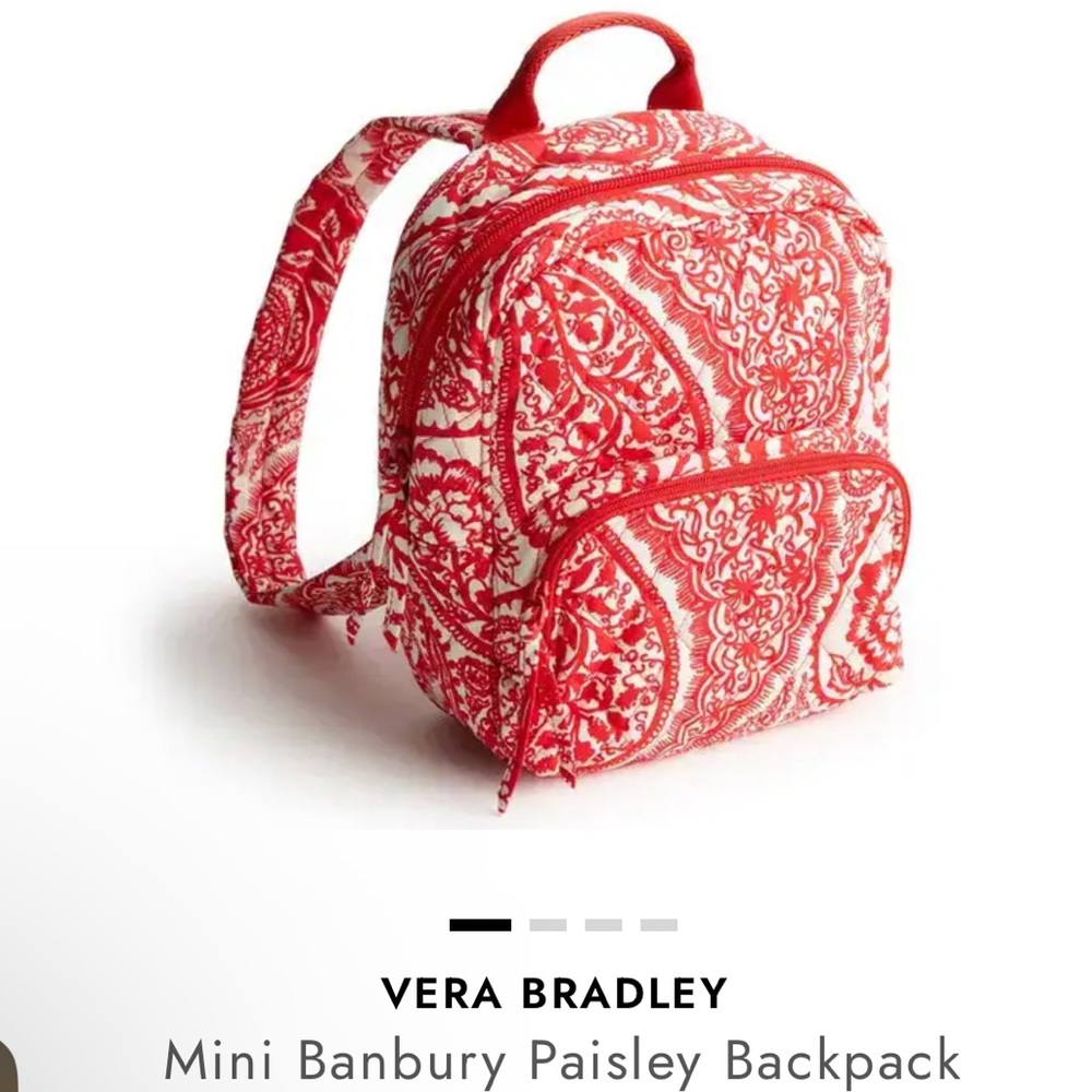 Vera Bradley Red and White Mini Banbury Paisley Backpack